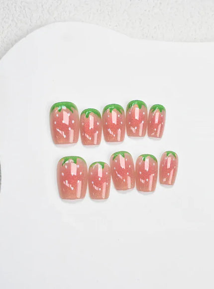 KissICON 💋 Watermelon Strawberry False Nails Set - Easy
