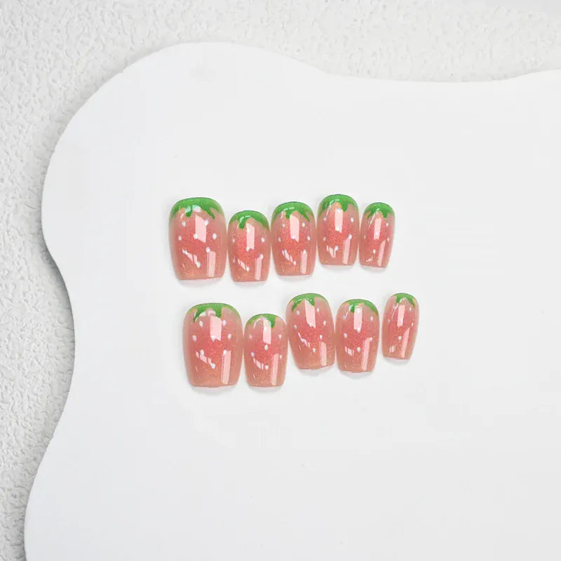 KissICON 💋 Watermelon Strawberry False Nails Set - Easy