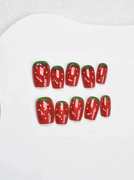 KissICON 💋 Watermelon Strawberry False Nails Set - Easy