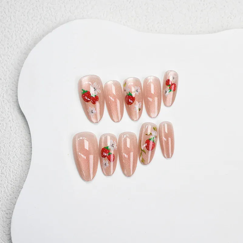 KissICON 💋 Watermelon Strawberry False Nails Set - Easy