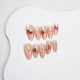 KissICON 💋 Watermelon Strawberry False Nails Set - Easy
