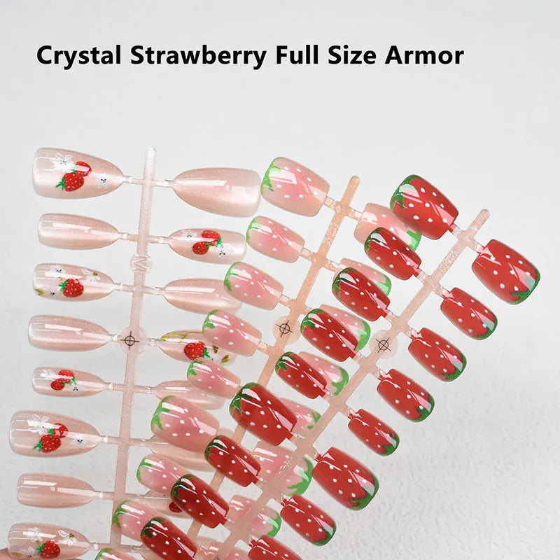 KissICON 💋 Watermelon Strawberry False Nails Set - Easy