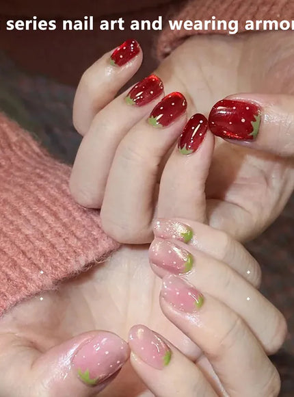 KissICON 💋 Watermelon Strawberry False Nails Set - Easy