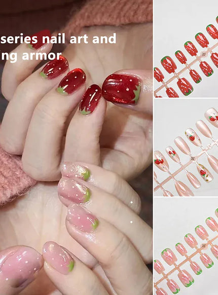 KissICON 💋 Watermelon Strawberry False Nails Set - Easy
