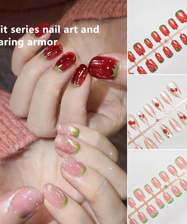 KissICON 💋 Watermelon Strawberry False Nails Set - Easy