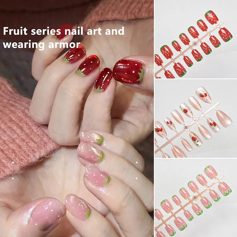 KissICON 💋 Watermelon Strawberry False Nails Set - Easy
