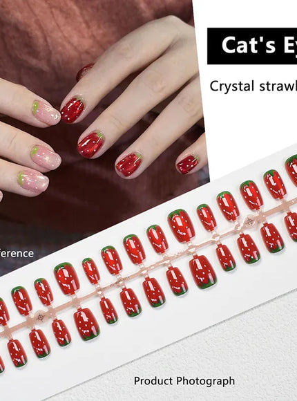 KissICON 💋 Watermelon Strawberry False Nails Set - Easy