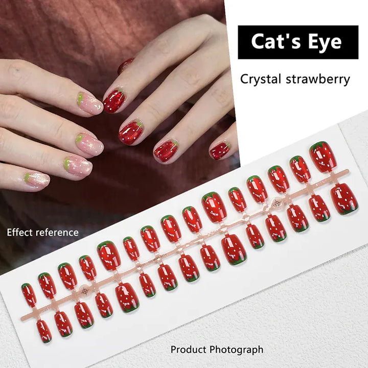 💋 Watermelon Strawberry False Nails Set - Easy