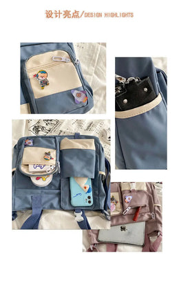 KissICON Waterproof Canvas Handbags Shoulder Bags Nylon Tote