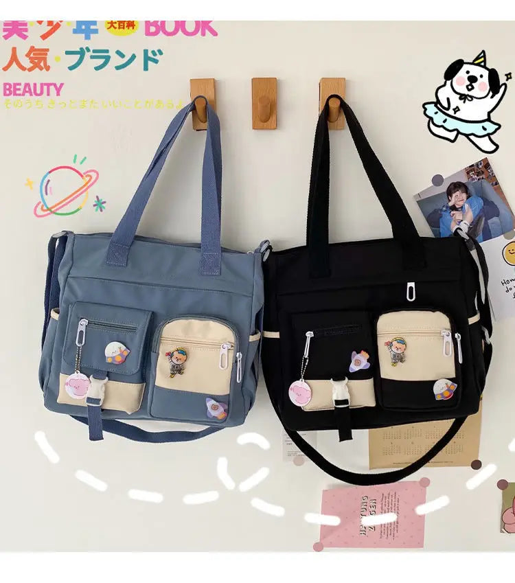 KissICON Waterproof Canvas Handbags Shoulder Bags Nylon Tote