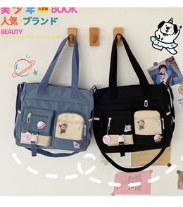 KissICON Waterproof Canvas Handbags Shoulder Bags Nylon Tote