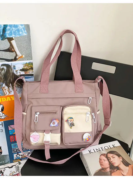 KissICON Waterproof Canvas Handbags Shoulder Bags Nylon Tote