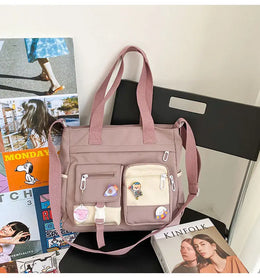 KissICON Waterproof Canvas Handbags Shoulder Bags Nylon Tote