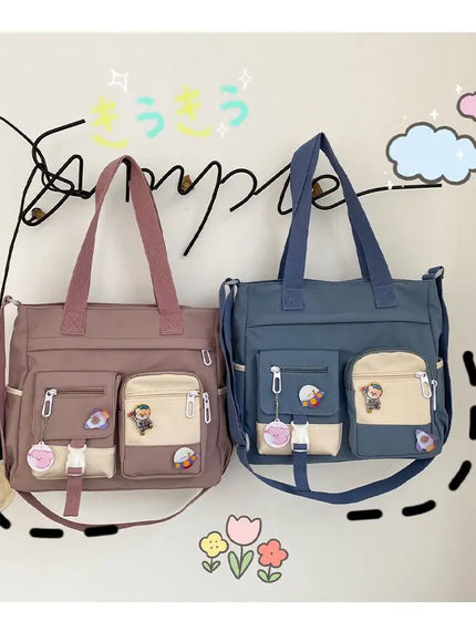 KissICON Waterproof Canvas Handbags Shoulder Bags Nylon Tote