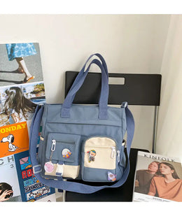 KissICON Waterproof Canvas Handbags Shoulder Bags Nylon Tote