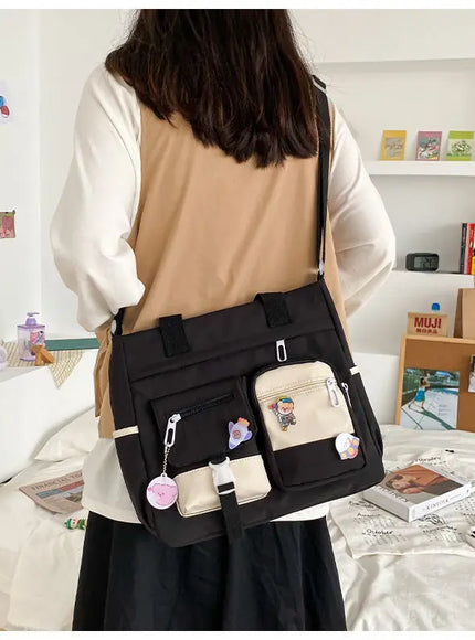 KissICON Waterproof Canvas Handbags Shoulder Bags Nylon Tote