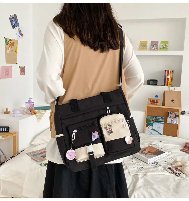 KissICON Waterproof Canvas Handbags Shoulder Bags Nylon Tote