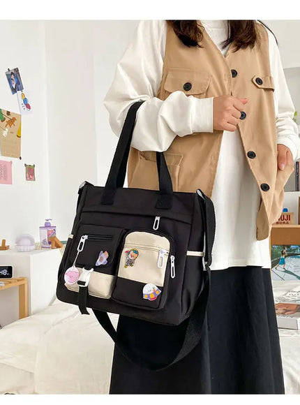 KissICON Waterproof Canvas Handbags Shoulder Bags Nylon Tote