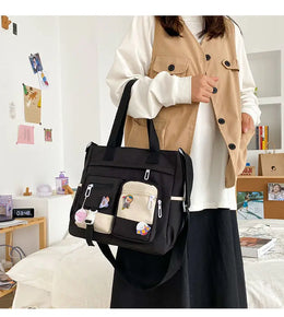 KissICON Waterproof Canvas Handbags Shoulder Bags Nylon Tote