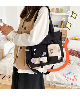KissICON Waterproof Canvas Handbags Shoulder Bags Nylon Tote
