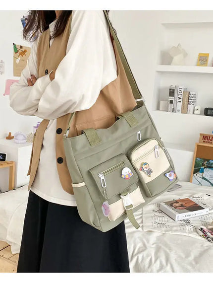 KissICON Waterproof Canvas Handbags Shoulder Bags Nylon Tote