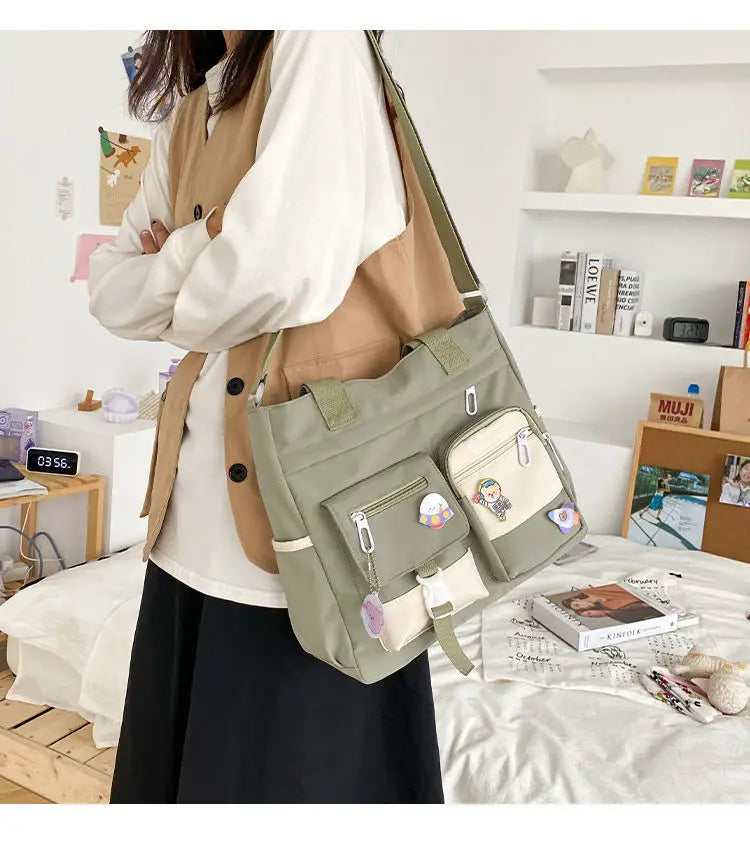 KissICON Waterproof Canvas Handbags Shoulder Bags Nylon Tote