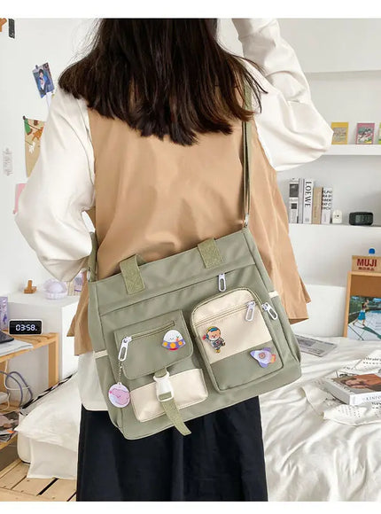 KissICON Waterproof Canvas Handbags Shoulder Bags Nylon Tote