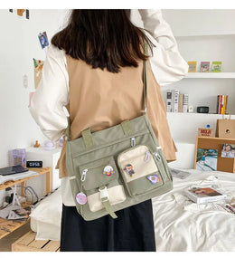 KissICON Waterproof Canvas Handbags Shoulder Bags Nylon Tote