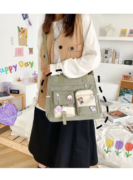 KissICON Waterproof Canvas Handbags Shoulder Bags Nylon Tote