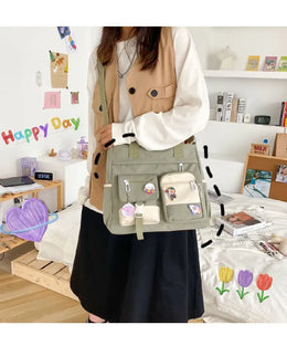 KissICON Waterproof Canvas Handbags Shoulder Bags Nylon Tote