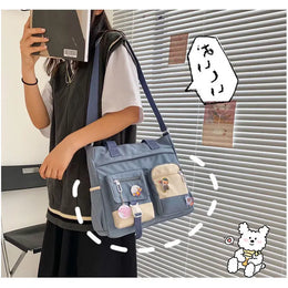 KissICON Waterproof Canvas Handbags Shoulder Bags Nylon Tote