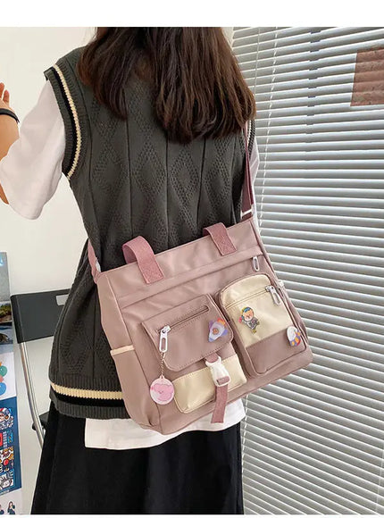 KissICON Waterproof Canvas Handbags Shoulder Bags Nylon Tote