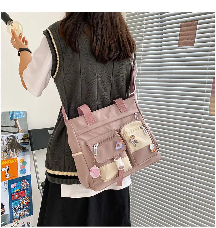 KissICON Waterproof Canvas Handbags Shoulder Bags Nylon Tote