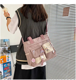 KissICON Waterproof Canvas Handbags Shoulder Bags Nylon Tote