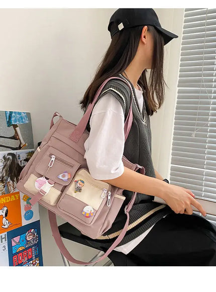 KissICON Waterproof Canvas Handbags Shoulder Bags Nylon Tote