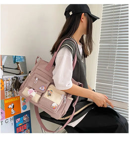 KissICON Waterproof Canvas Handbags Shoulder Bags Nylon Tote