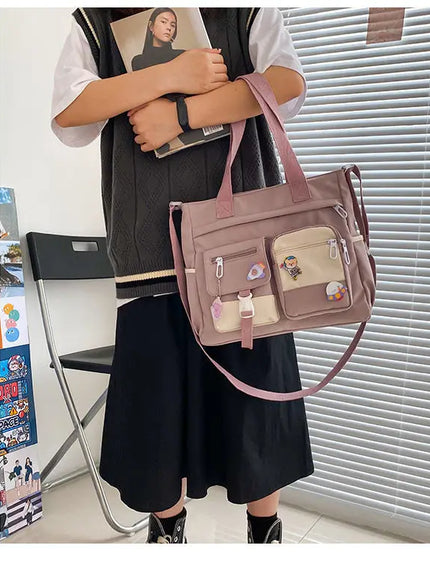KissICON Waterproof Canvas Handbags Shoulder Bags Nylon Tote