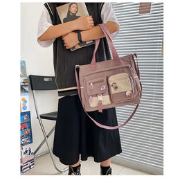 KissICON Waterproof Canvas Handbags Shoulder Bags Nylon Tote