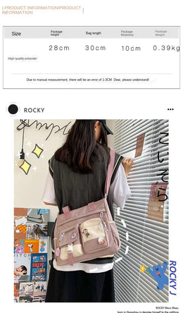 KissICON Waterproof Canvas Handbags Shoulder Bags Nylon Tote
