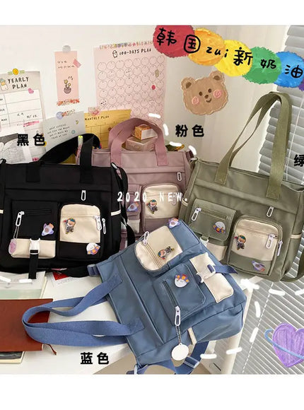 KissICON Waterproof Canvas Handbags Shoulder Bags Nylon Tote