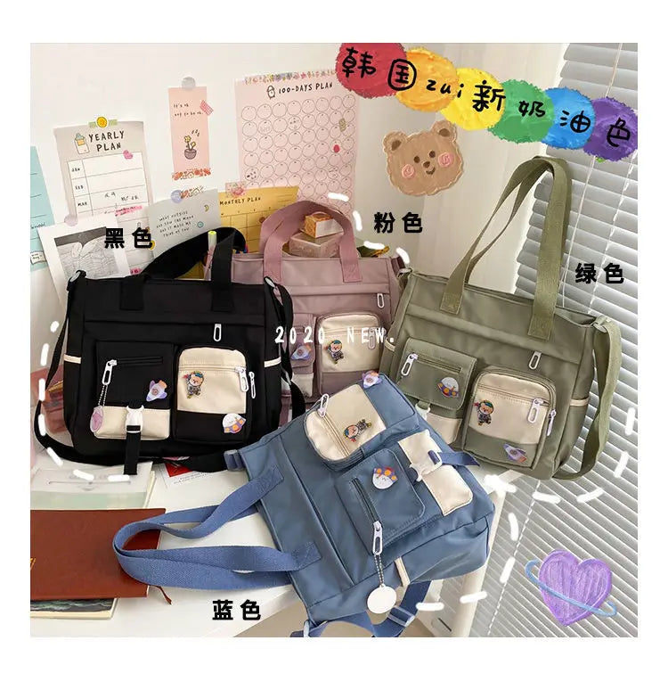 KissICON Waterproof Canvas Handbags Shoulder Bags Nylon Tote