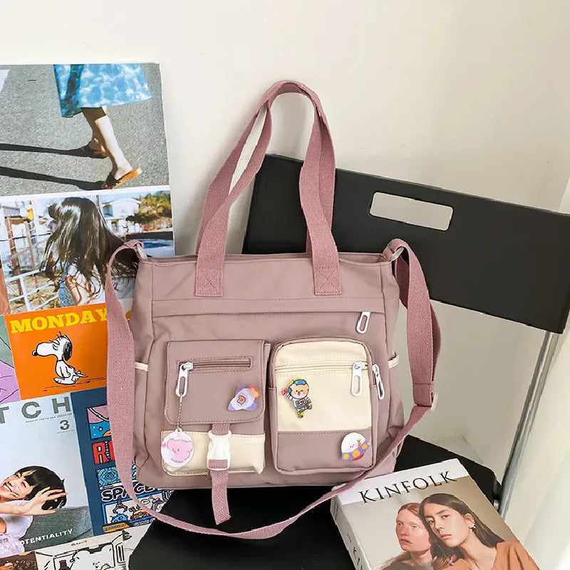 KissICON Waterproof Canvas Handbags Shoulder Bags Nylon Tote