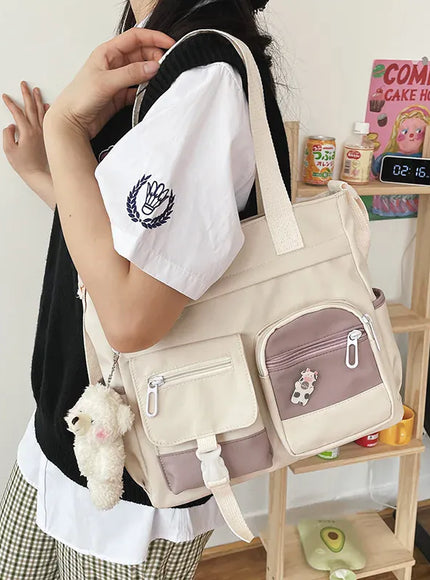 KissICON Waterproof Canvas Handbags Shoulder Bags Nylon Tote