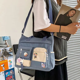 KissICON Waterproof Canvas Handbags Shoulder Bags Nylon Tote
