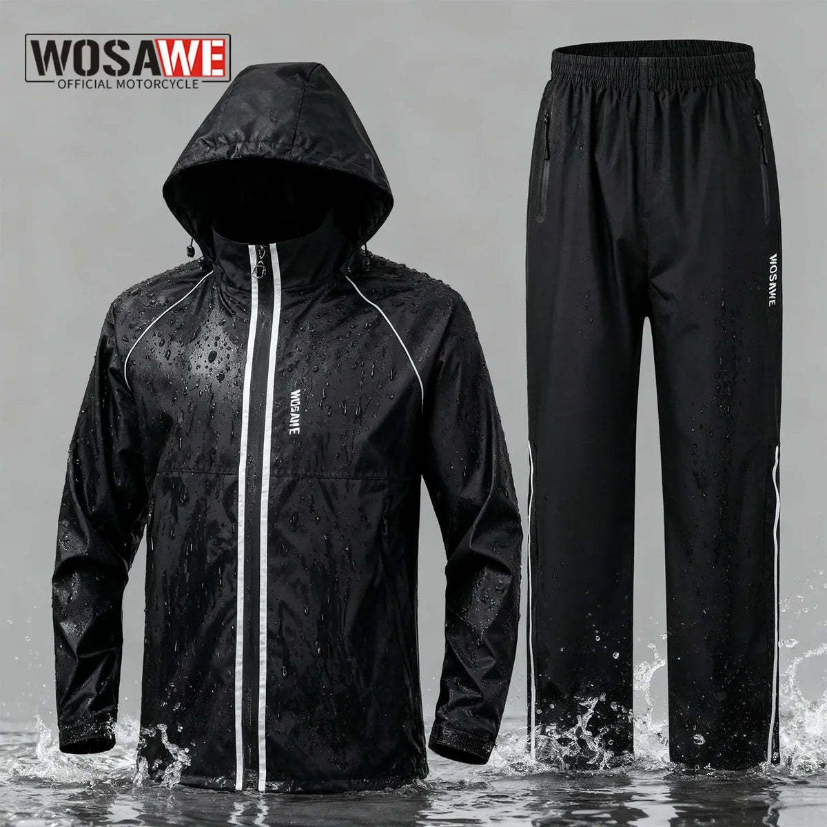 KissICON Waterproof Motorcycle Rain Suit Reflective Jacket  Pants