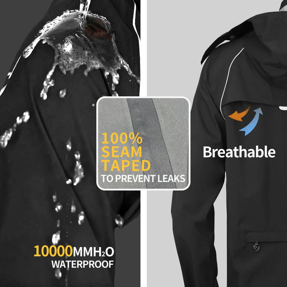 KissICON Waterproof Motorcycle Rain Suit Reflective Jacket  Pants
