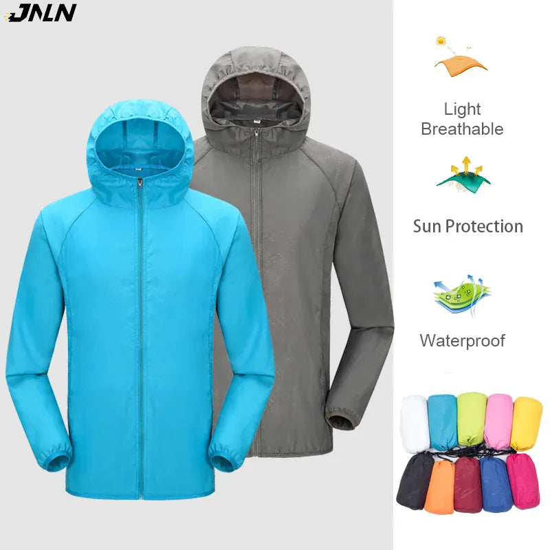 KissICON Waterproof Sun Protection Camping Rain Jacket  Quick Dry Windbreaker