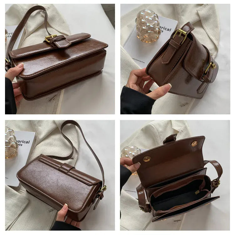 KissICON Waxed Leather Crossbody – Mini Square Purse