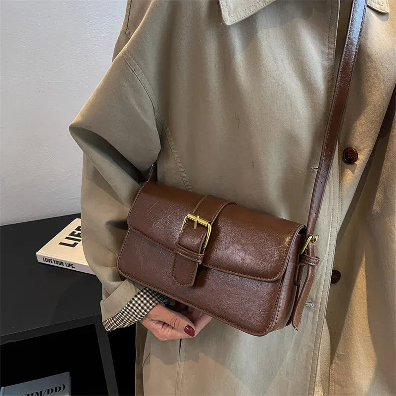 KissICON Waxed Leather Crossbody – Mini Square Purse