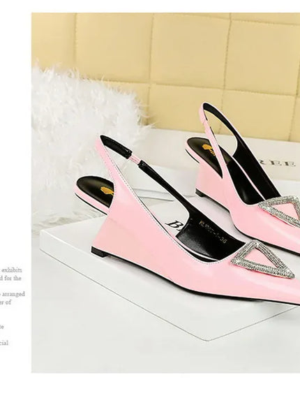 KissICON Wedges Women Shoes High Heel Shallow Pointed Toe